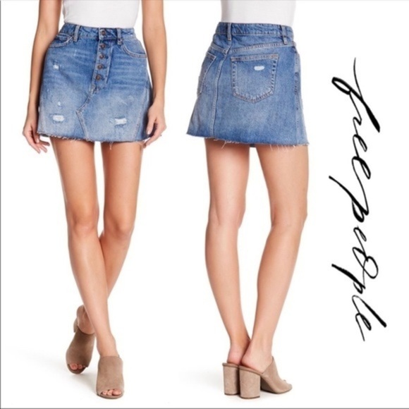 FREE PEOPLE DENIM SKIRT NWT - Picture 1 of 5